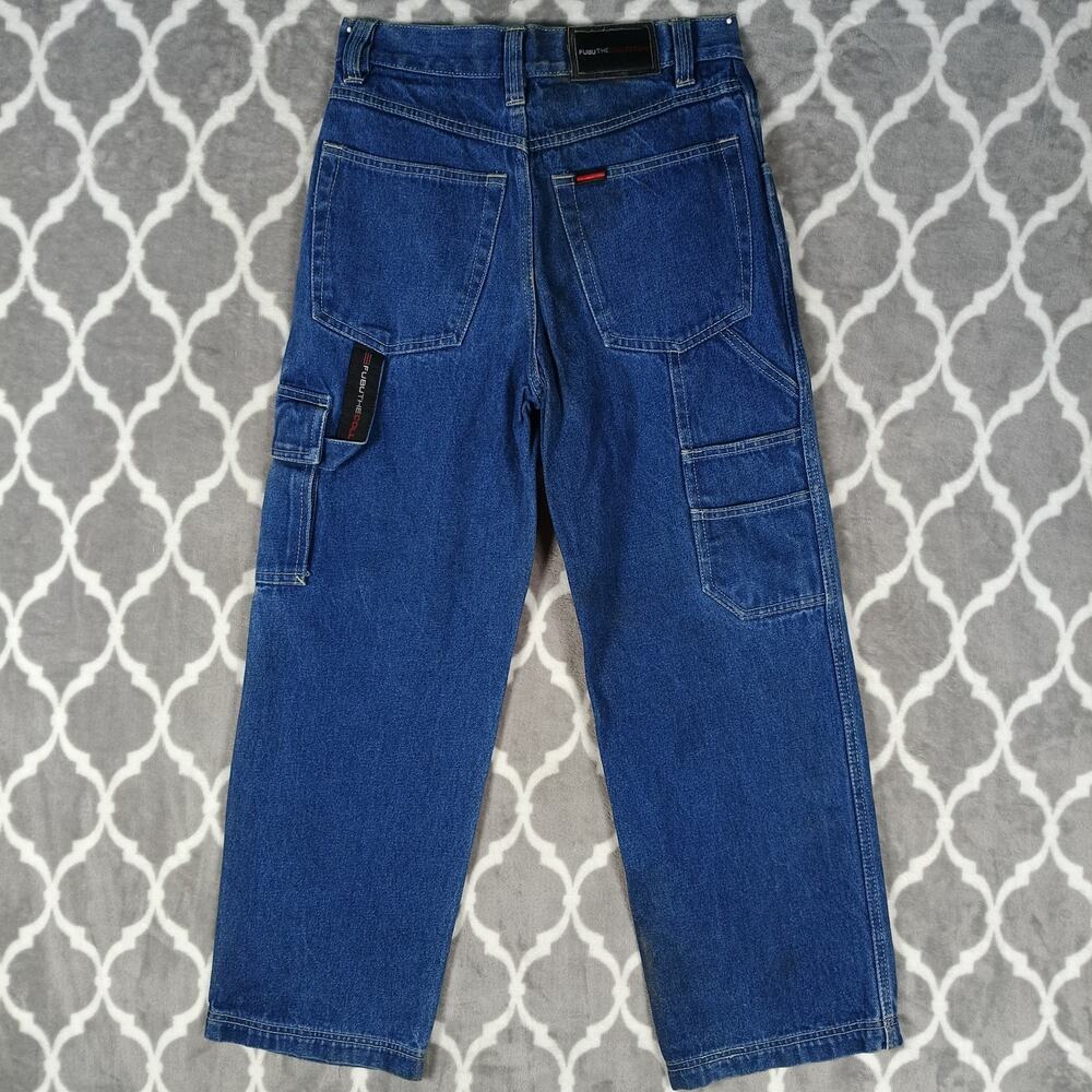 FUBU The Collection Baggy Jeans Women Size 14 Blue Carpenter 28x27 Streetwear